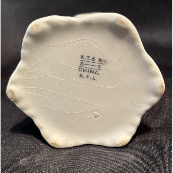 Antique KT & K S-Y China White with Gold Floral 4” Tall Creamer Pitcher Decor - Picture 7 of 11